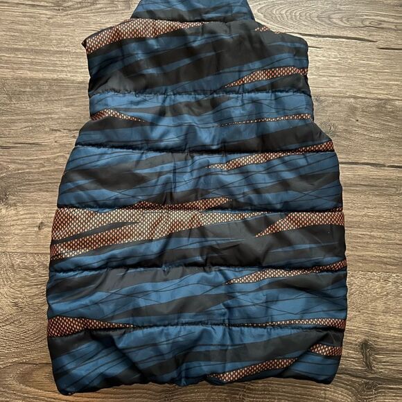 PUMA Kids Boys Blue Orange Snap Button Puffer Vest Jacket with Pocket Size 24 m - Picture 2 of 3
